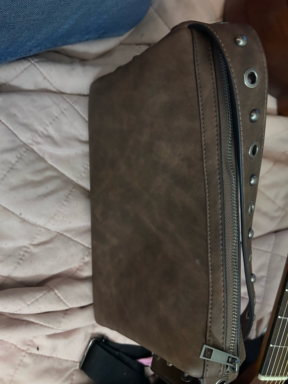 Time and Tru Brown  Shoulder Bag w/ Grommet Detail